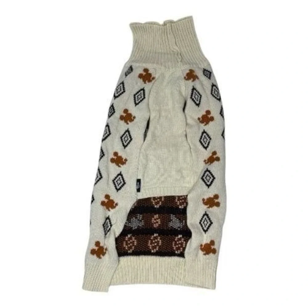 Disney Cream and Brown Chewy Mickey Mouse Southwest Pattern Cozy Sweater. Sz XXL